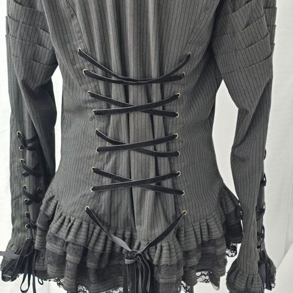 Spin Doctor 2XL Florence Victorian Gothic Steampunk Black Corset Lace Jacket - Picture 7 of 16